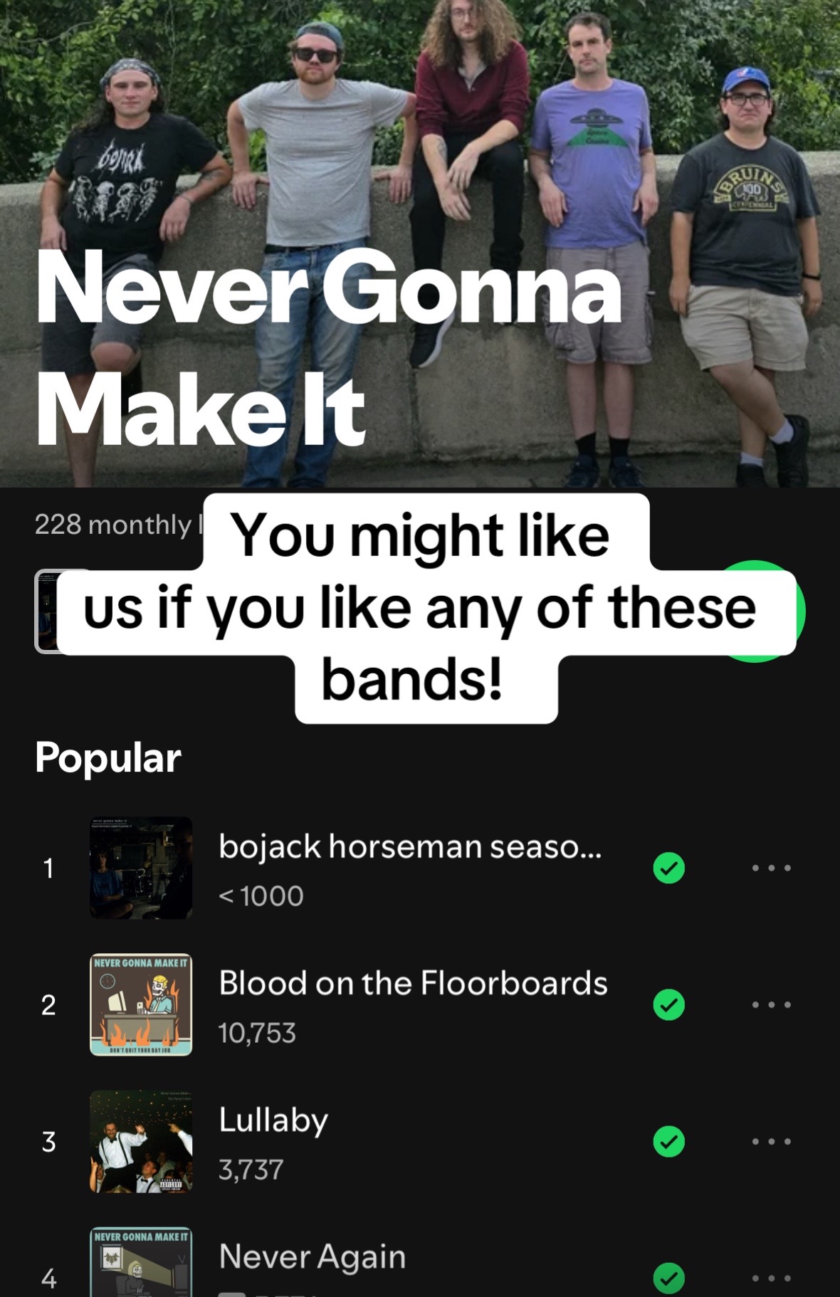 @nevergonnamakeitband