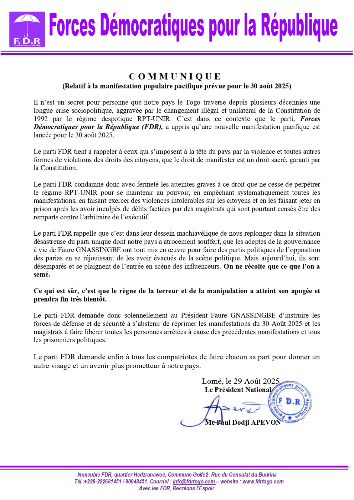 @Parti Politique FDR
