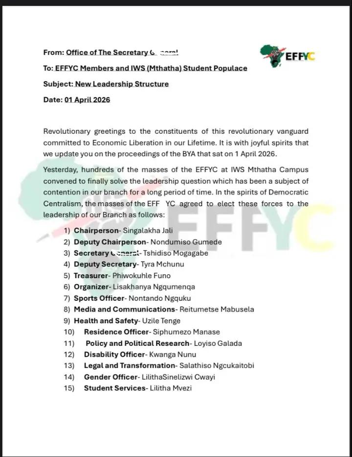 @EFFYC_WSU_MTHATHA Campus