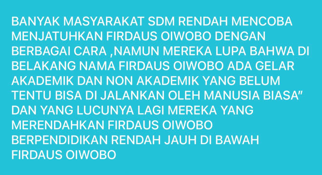 @Dr Firdaus Oiwobo SH SHI Mh