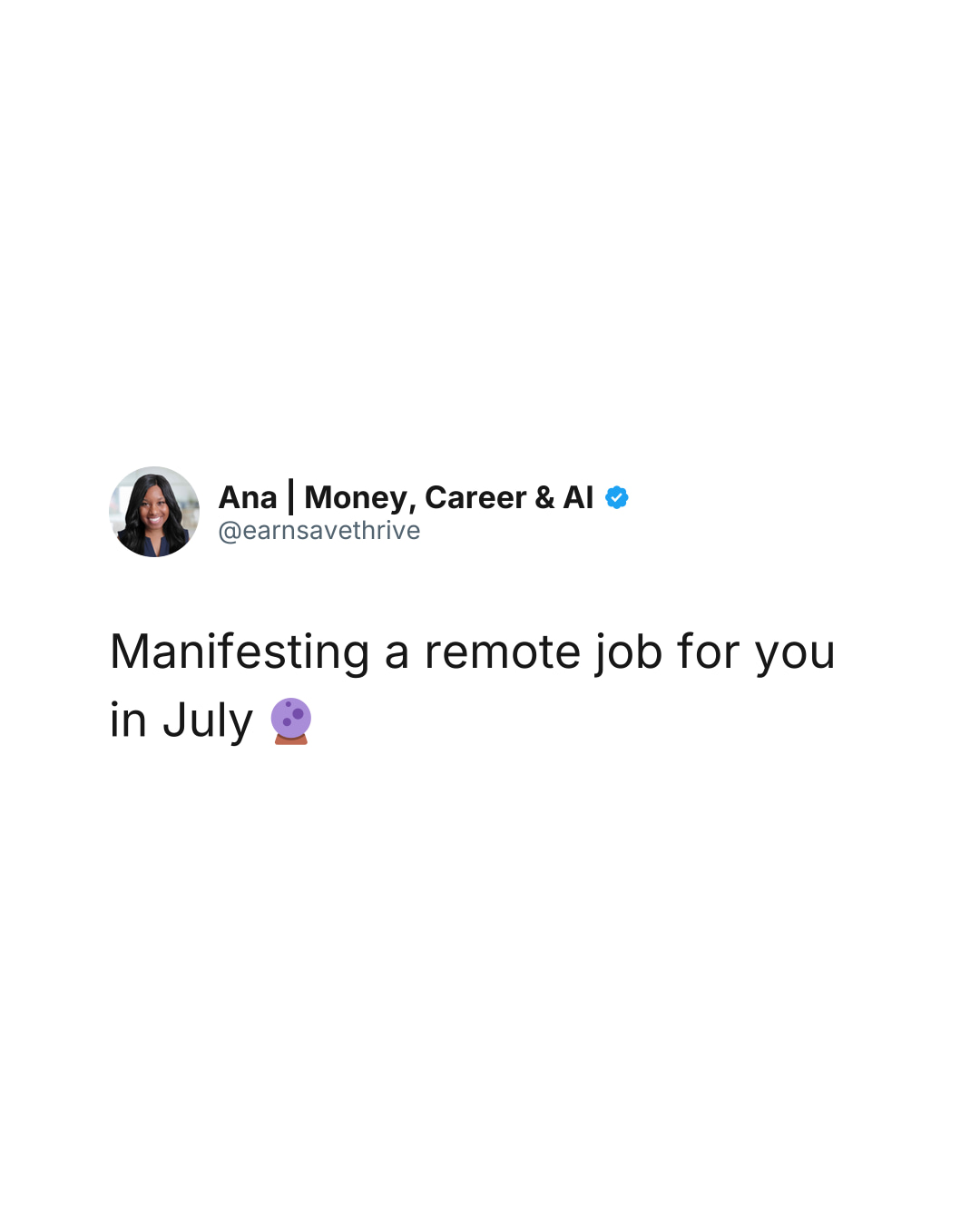 @Ana • Money, Career, AI