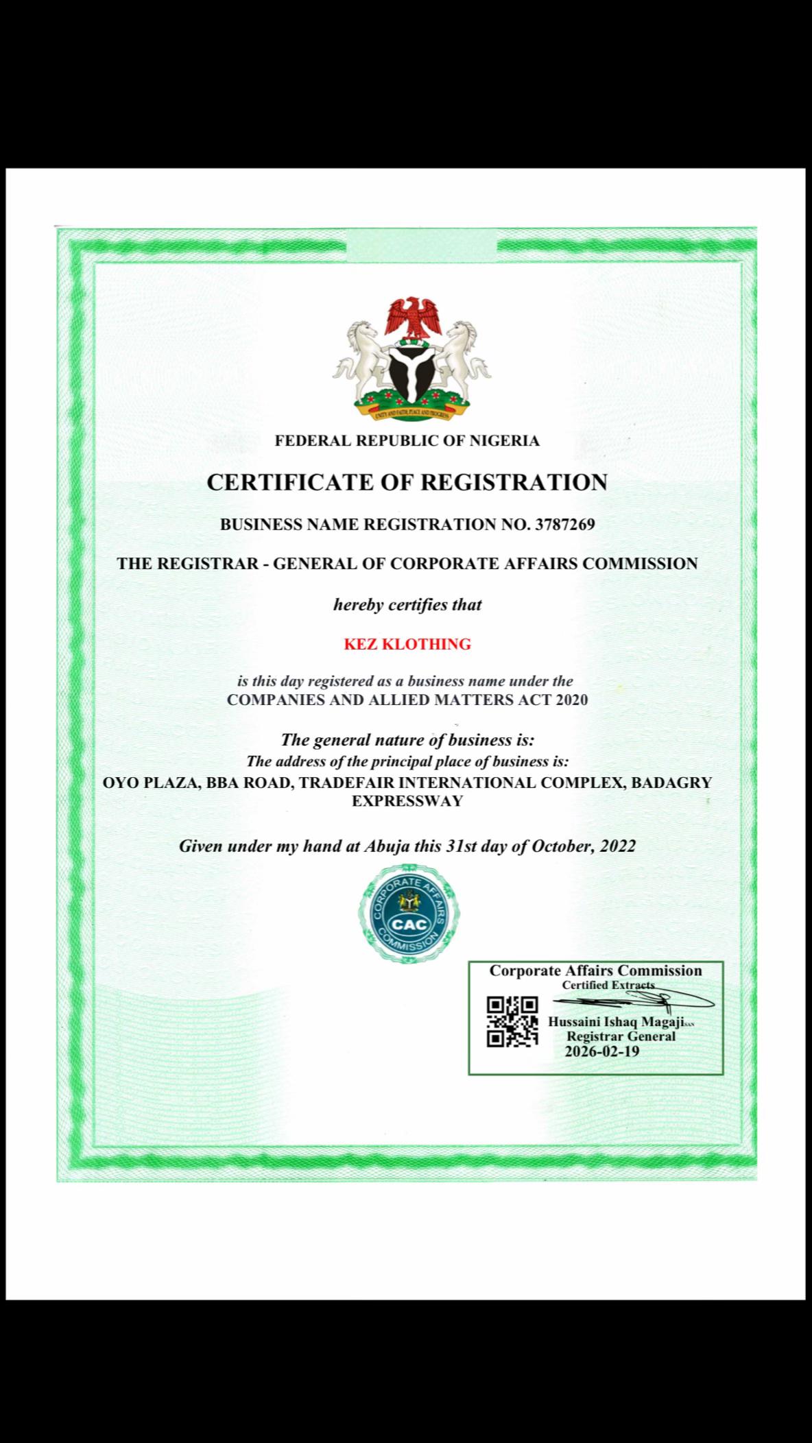 @KEZKLOTHING OF LAGOS