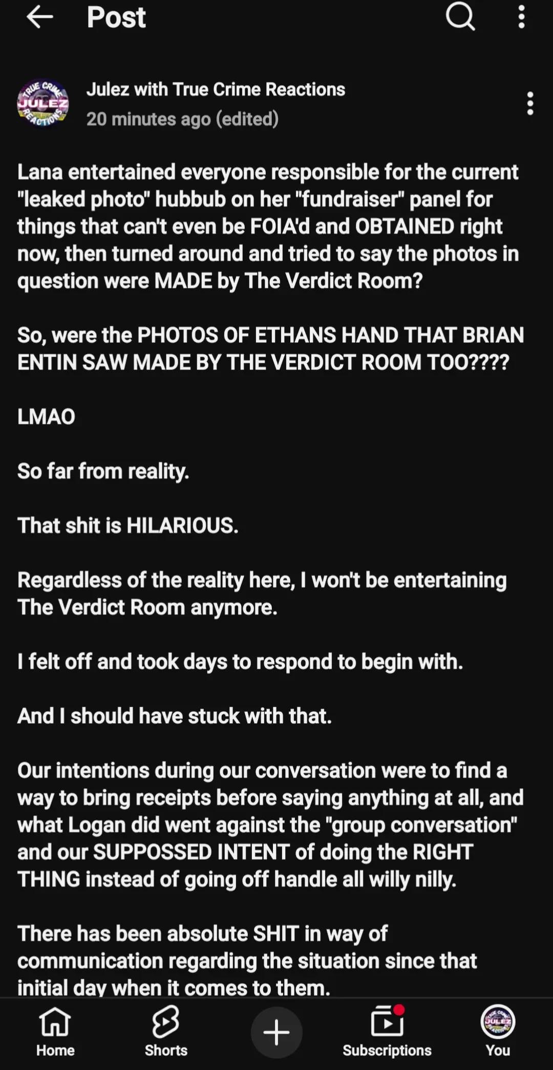 @Julez True Crime Reactions