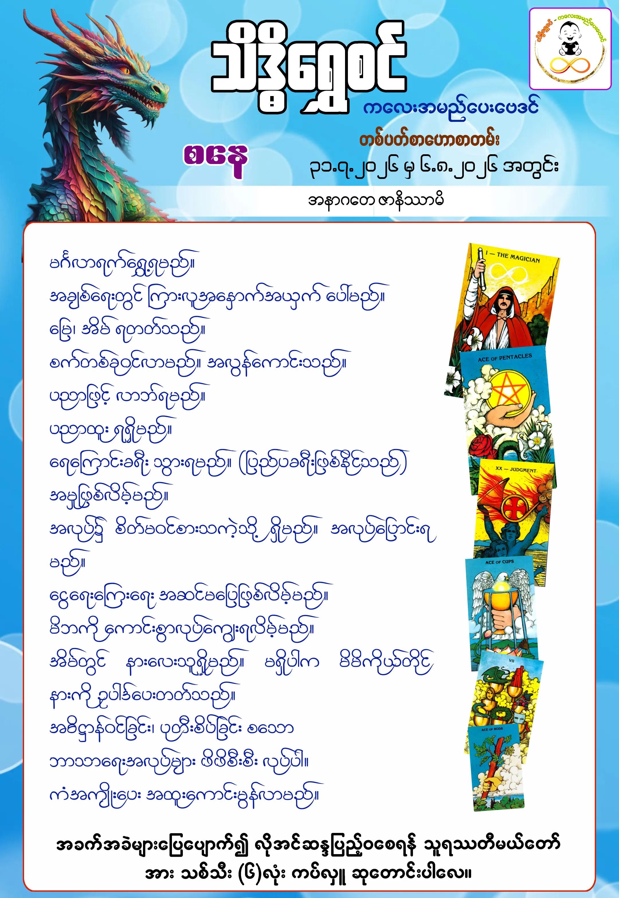 @သိဒ္ဓိရွှေစင် ကလေးအမည်ပေးဗေဒင်