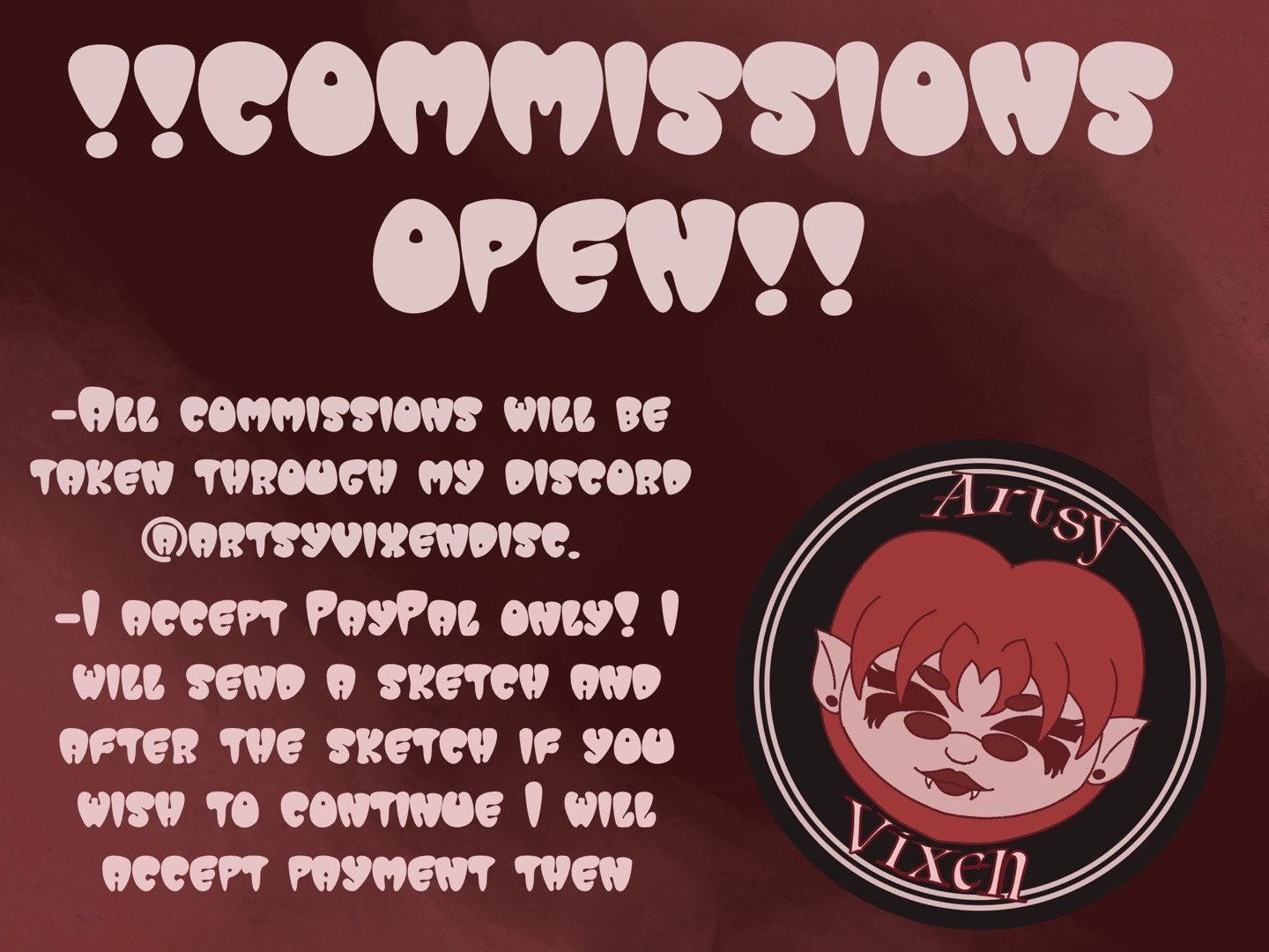 @🌹🩸ArtsyVixen🩸🌹- Comms Open