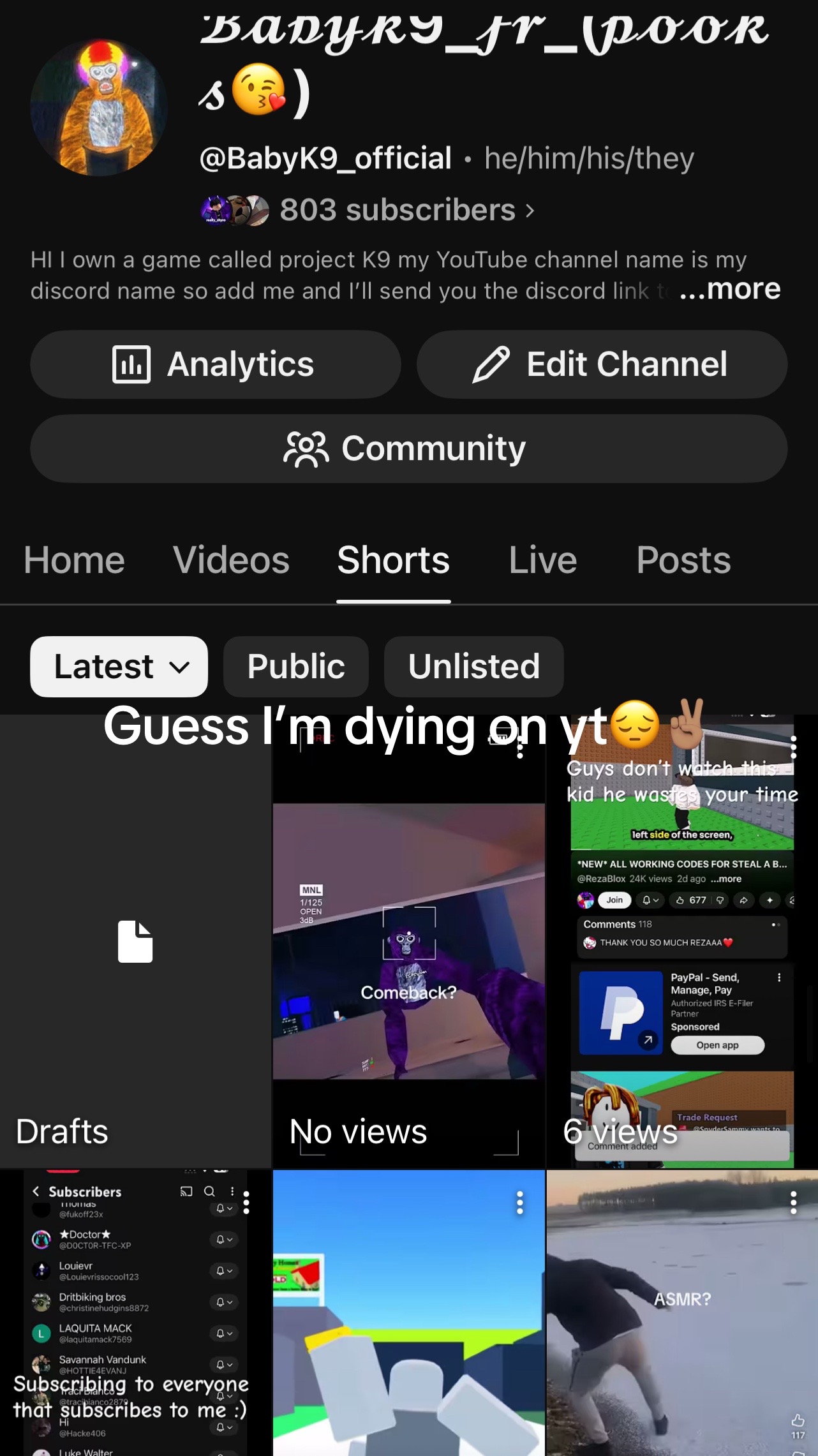 @Babyk9s gaming channel