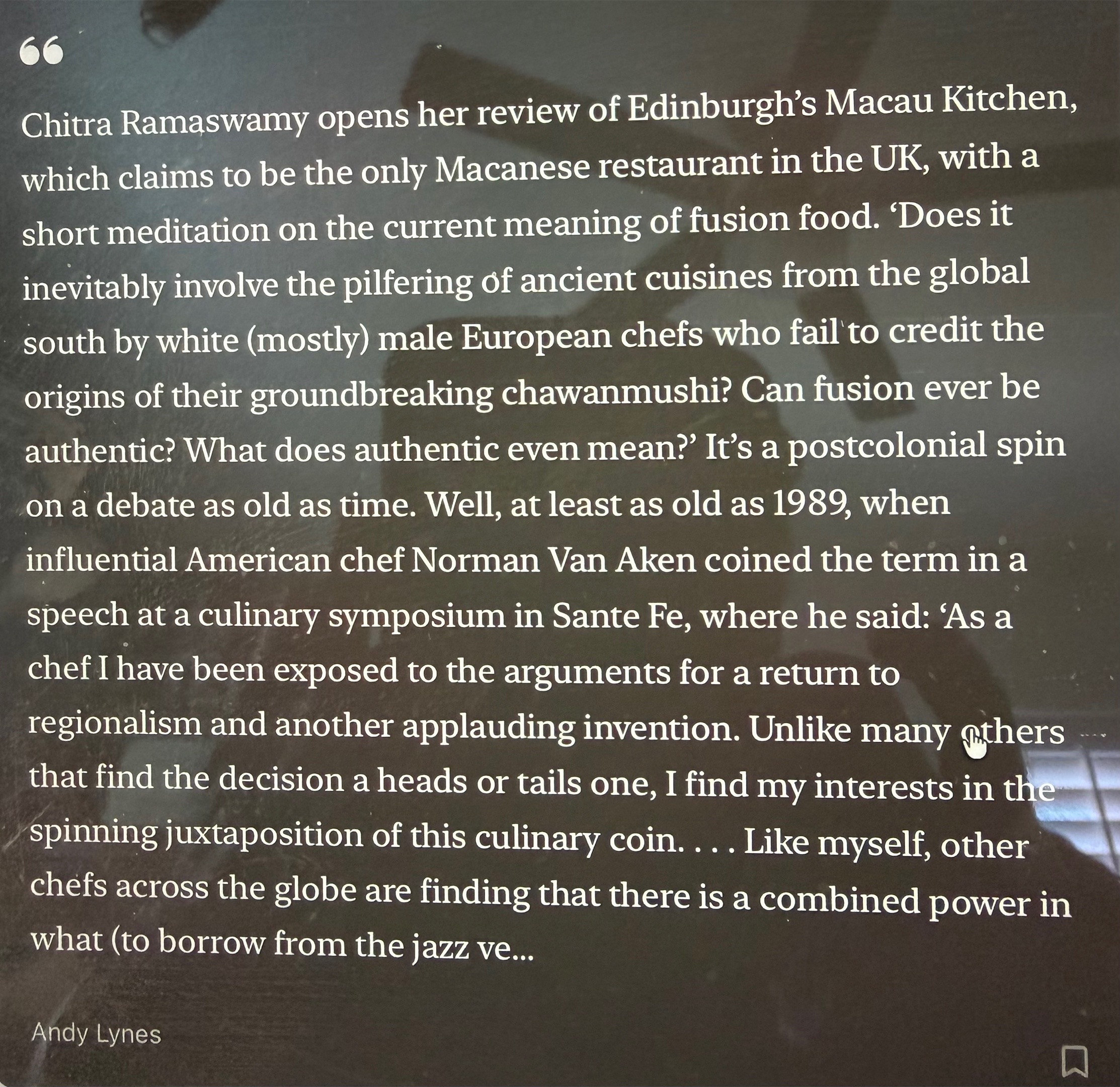 @Chef Norman Van Aken