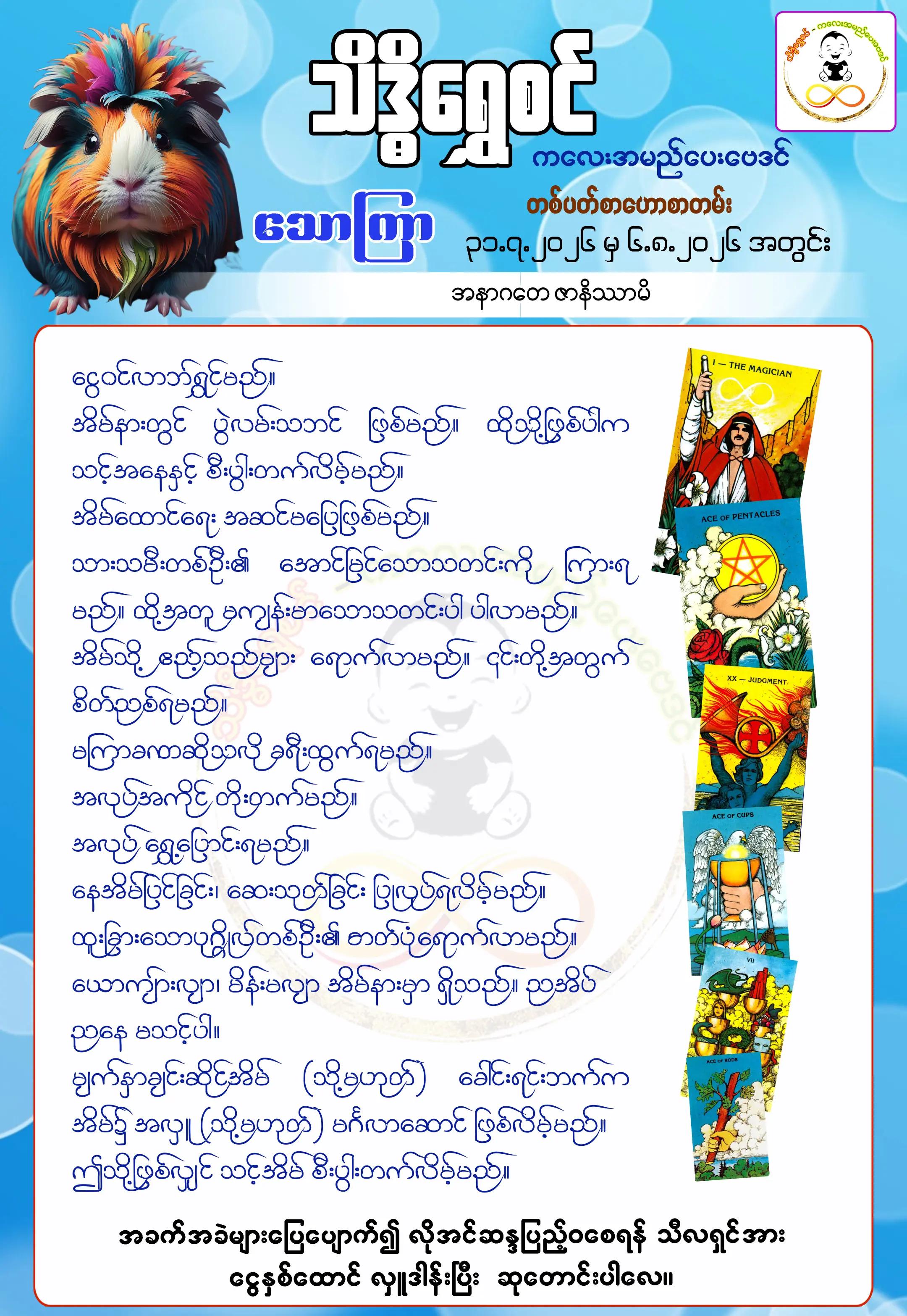 @သိဒ္ဓိရွှေစင် ကလေးအမည်ပေးဗေဒင်